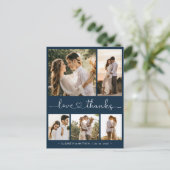 Budget Navy 5 Foto Wedding Hartelijk dank Briefkaa Briefkaart (Staand voorkant)