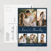 Budget Navy 5 Foto Wedding Hartelijk dank Briefkaa Briefkaart (Voorkant / Achterkant)