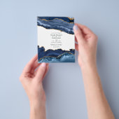 Budget Navy and Gold Agate Wedding Invitation Flyer (Hand)