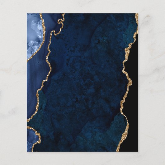 Budget Navy and Gold Agate Wedding Invitation Flyer (Achterkant)