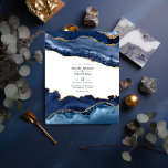 Budget Navy and Gold Agate Wedding Invitation Flyer<br><div class="desc">Navy blue en faux goudglitter agate stone bruiloft uitnodiging die aanpasbaar is aan uw specifieke evenementen. Let wel dat deze uitnodiging op flyer paper staat en erg dun is. Enveloppen zijn niet inbegrepen. Voor dikkere uitnodigingen met enveloppen en overeenstemmende producten op hetzelfde thema,  zie het collectie hieronder.</div>