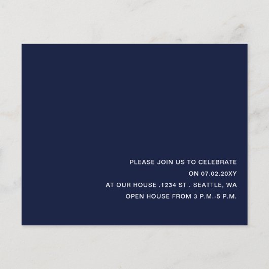 Budget Navy Arch Photo Afstuderen Invitation (Achterkant)