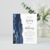 Budget Navy Blau Zilveren Agate Calligrafie Bruilo (Staand voorkant)
