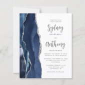 Budget Navy Blau Zilveren Agate Calligrafie Bruilo (Voorkant)