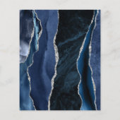 Budget Navy Blau Zilveren Agate Trouw Uitnodiging (Achterkant)