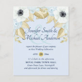 Budget Navy Blauw Anemoon Trouw Uitnodigingen (Voorkant)