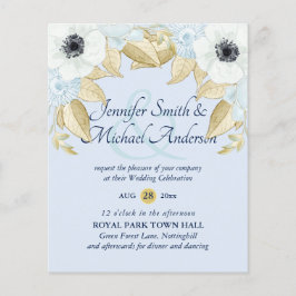 Budget Navy Blauw Anemoon Trouw Uitnodigingen