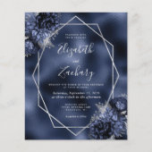 Budget Navy Blauw Bloemen Zilver Lijst Folie Bruil (Voorkant)