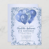 Budget Navy Blauw Glitter Ballon Kids Verjaardag (Voorkant / Achterkant)
