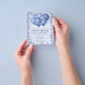 Budget Navy Blauw Glitter Ballon Kids Verjaardag Flyer (Hand)