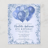 Budget Navy Blauw Glitter Ballon Kids Verjaardag Flyer (Voorkant)