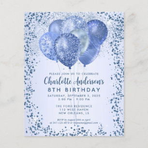 Budget Navy Blauw Glitter Ballon Kids Verjaardag Flyer