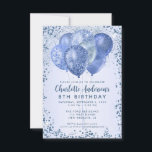 Budget Navy Blauw Glitter Ballon Kids Verjaardag Notitiekaartje<br><div class="desc">Modern Glam Navy Blue Glitter Sparkle Balloon Vrouwelijk Meisje Kinderen Verjaardag Uitnodiging</div>
