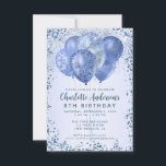 Budget Navy Blauw Glitter Ballon Kids Verjaardag Notitiekaartje<br><div class="desc">Modern Glam Navy Blue Glitter Sparkle Balloon Vrouwelijk Meisje Kinderen Verjaardag Uitnodiging</div>