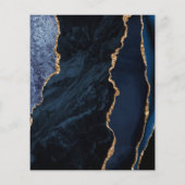 Budget Navy Blauw Goud Agaat Script Trouwmenu (Achterkant)