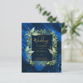 BUDGET Navy Blauw Goud Groene Huwelijksuitnodiging (Staand voorkant)