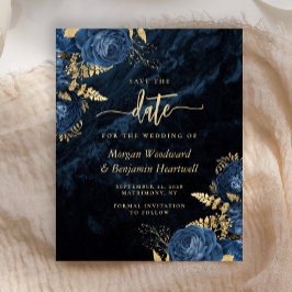 Budget Navy Blauw Gouden Bloemige Trouw Save the D