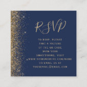 Budget Navy Blauw Gouden Glitter Bruiloft QR Code  Informatiekaartje (Voorkant)