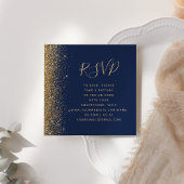 Budget Navy Blauw Gouden Glitter Bruiloft QR Code  Informatiekaartje