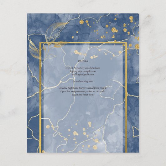 BUDGET Navy Blauw Gouden INKT Abstract Bruiloft IN (Achterkant)