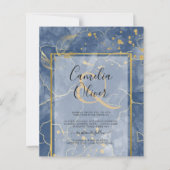 BUDGET Navy Blauw Gouden INKT Abstracte bruiloft U (Voorkant)
