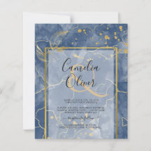 BUDGET Navy Blauw Gouden INKT Abstracte bruiloft U