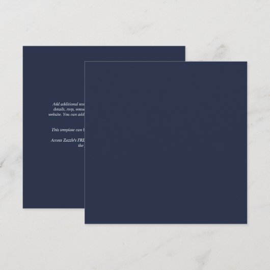BUDGET Navy Blauw Monochroom TROUWEN Kaart (Voorkant / Achterkant)