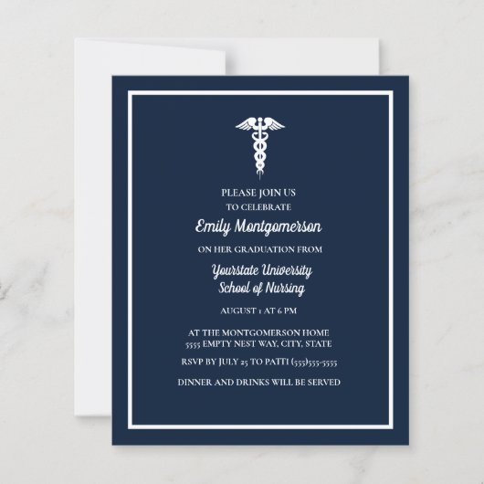 BUDGET Navy Blauw Witte Verpleegsterschool Afstude (Voorkant)