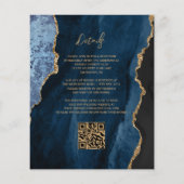 Budget Navy Blauwe Agaat Script QR Code Huwelijk (Achterkant)