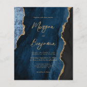 Budget Navy Blauwe Agaat Script QR Code Huwelijk (Voorkant)