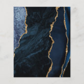 Budget Navy Blauwe Goud Agate Trouwmenu (Achterkant)