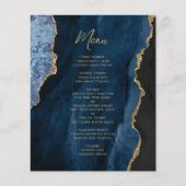Budget Navy Blauwe Goud Agate Trouwmenu (Voorkant)