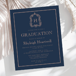 Budget Navy Blauwe Roos Crest Afstudeerfeest