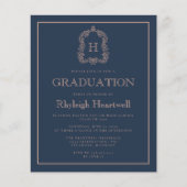 Budget Navy Blauwe Roos Crest Afstudeerfeest (Voorkant)