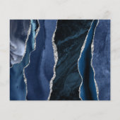 Budget Navy Blauwe Zilveren Agate Save the Date (Achterkant)