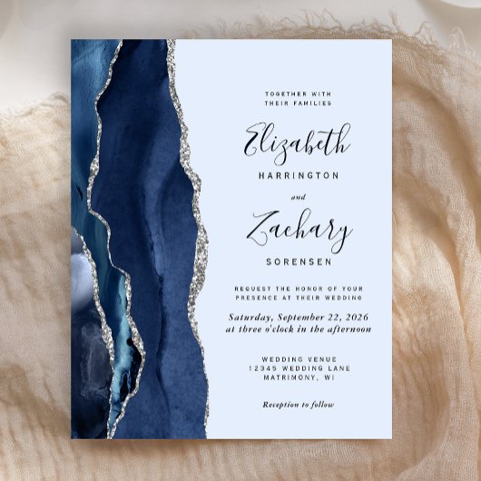 Budget Navy Bleek Blue Silver Agate Wedding