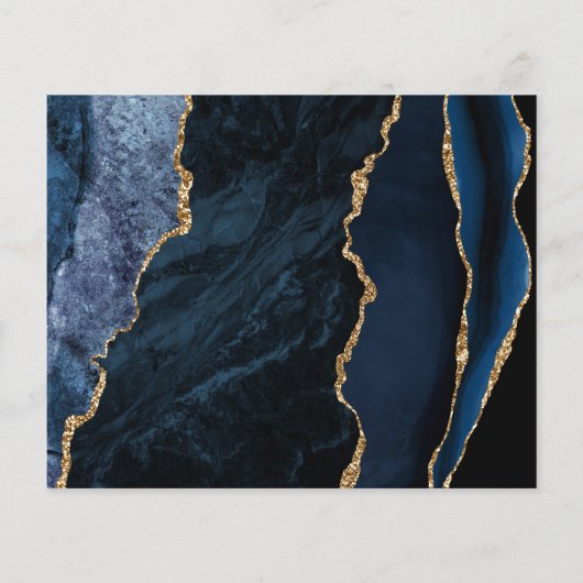 Budget Navy Blue Agaat Wedding Save the Date (Achterkant)