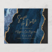 Budget Navy Blue Agaat Wedding Save the Date (Voorkant)