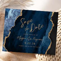Budget Navy Blue Agaat Wedding Save the Date