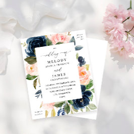 Budget Navy Blue & Blush Pink Floral Wedding