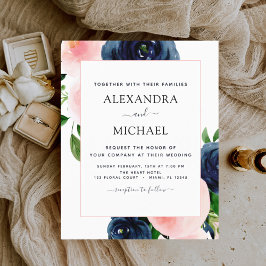 Budget Navy Blue Blush Pink Floral Wedding