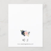 Budget Navy Blue & Blush Pink Floral Wedding Flyer (Achterkant)
