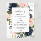 Budget Navy Blue & Blush Pink Floral Wedding Flyer (Voorkant)