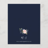 Budget Navy Blue & Blush Pink Floral Wedding Herfs (Achterkant)
