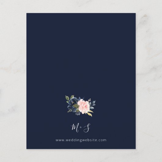 Budget Navy Blue & Blush Pink Floral Wedding Herfs (Achterkant)
