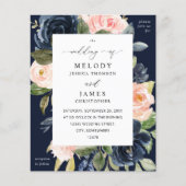 Budget Navy Blue & Blush Pink Floral Wedding Herfs (Voorkant)