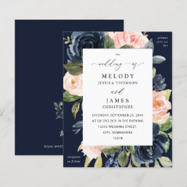 Budget Navy Blue & Blush Pink Floral Wedding Herfs