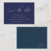 BUDGET Navy Blue Bruiloft Save The Date Uitnodigin Notitiekaartje (Voorkant / Achterkant)
