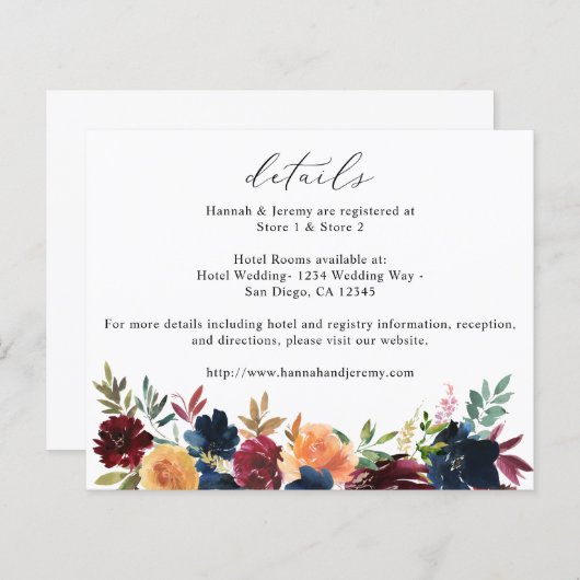 Budget Navy Blue, Burgundy & Peach Floral - Gegeve (Voorkant / Achterkant)