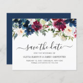 Budget Navy Blue Burgundy Red Floral sparen de dat (Voorkant / Achterkant)